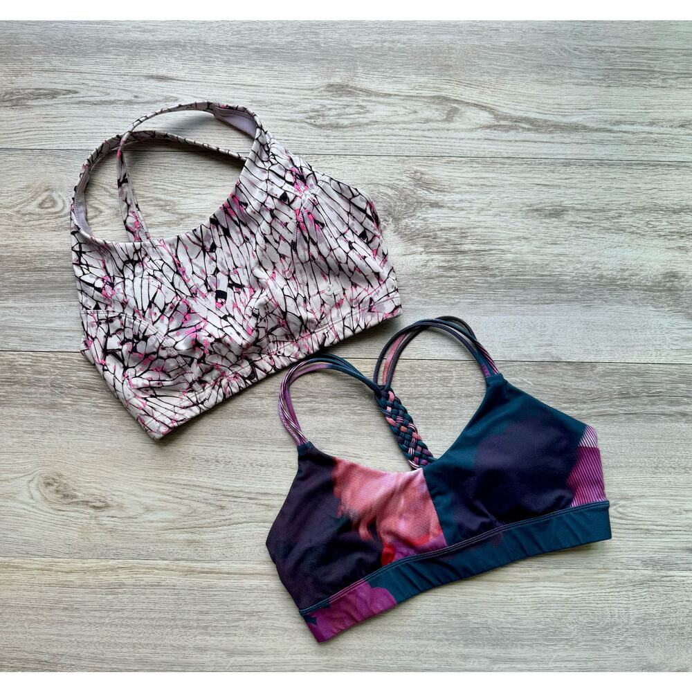 2 Joy Lab (set) size S bras. White/multi, navy/multi. Criss cross straps, active